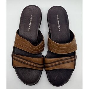 Merrell Slide Sandals Women's Sz 9 Piccolo Brown Slip On Performance Footwear